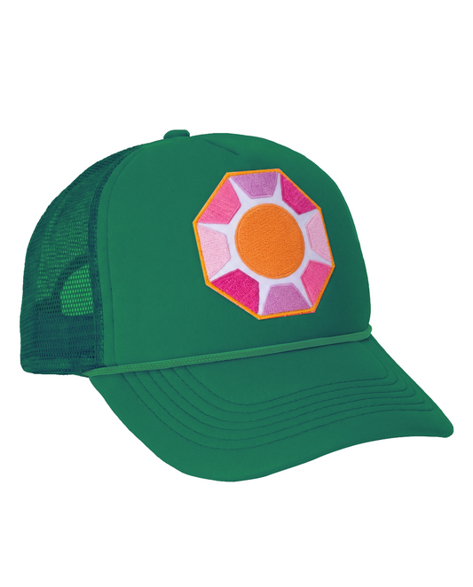 Solitaire Sun Trucker Green Hat