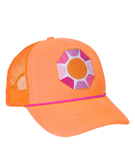 Solitaire Sun Trucker Hat, Orange