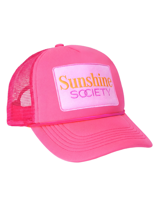 Sunshine Society Trucker Hat, Pink