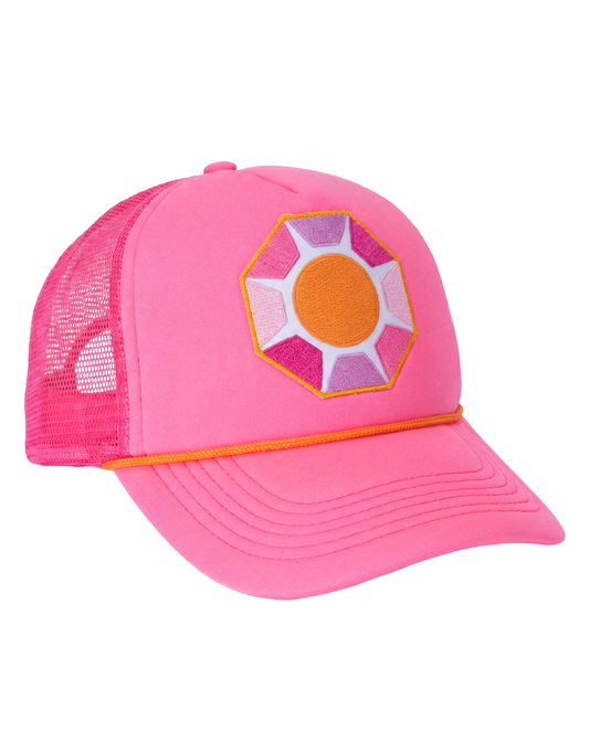 Solitaire Sun Trucker Hat, Pink