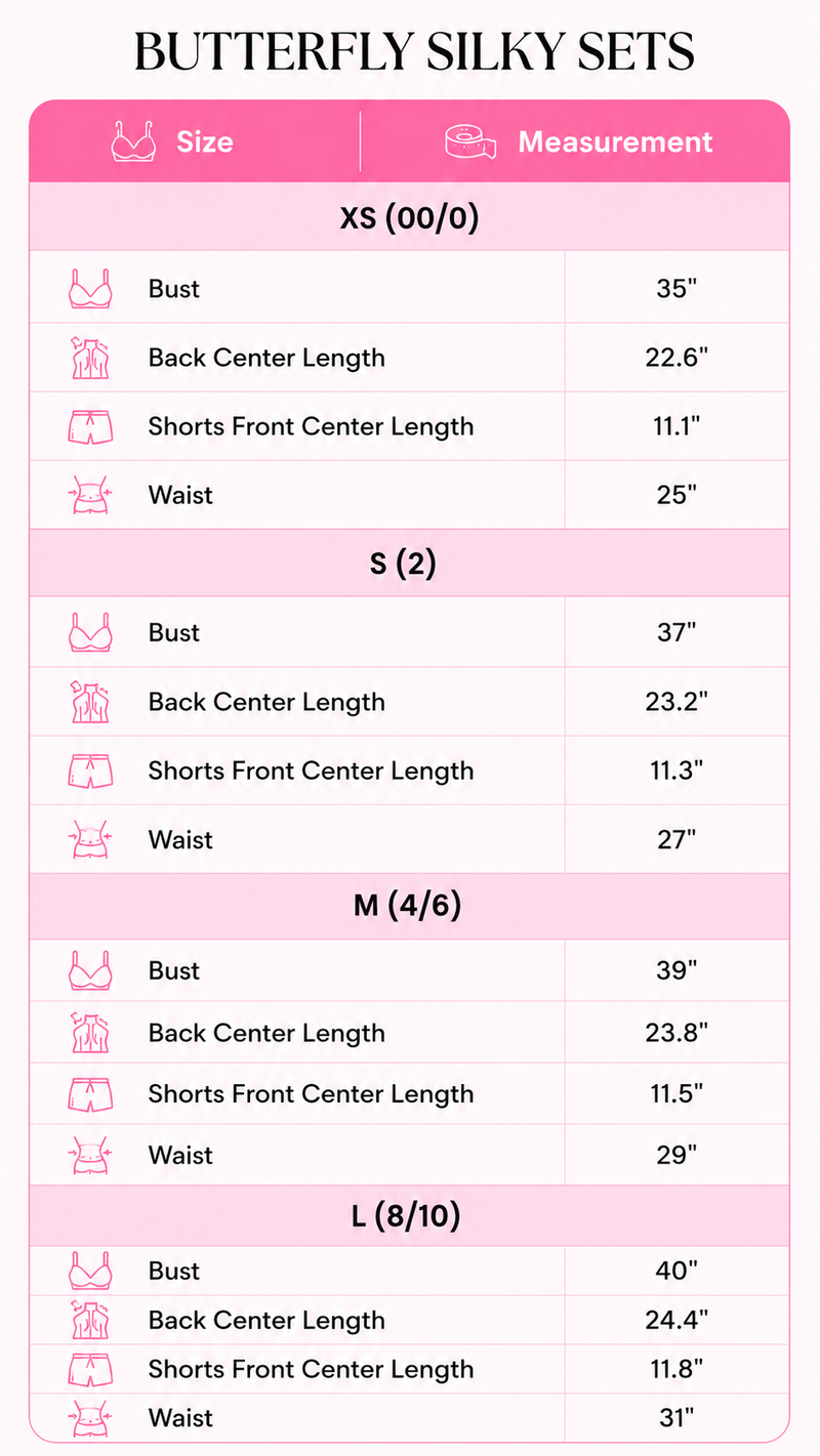 Size Guide for Cotton Candy Silky Butterfly Set (mobile)
