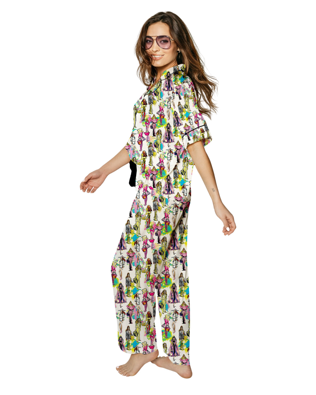 Silky Fashionista Short Sleeve Pant Set