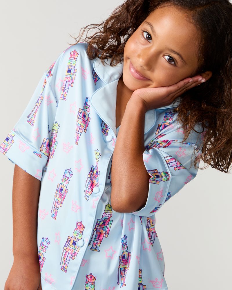 Kids Nutcracker Silky Short Set, Blue
