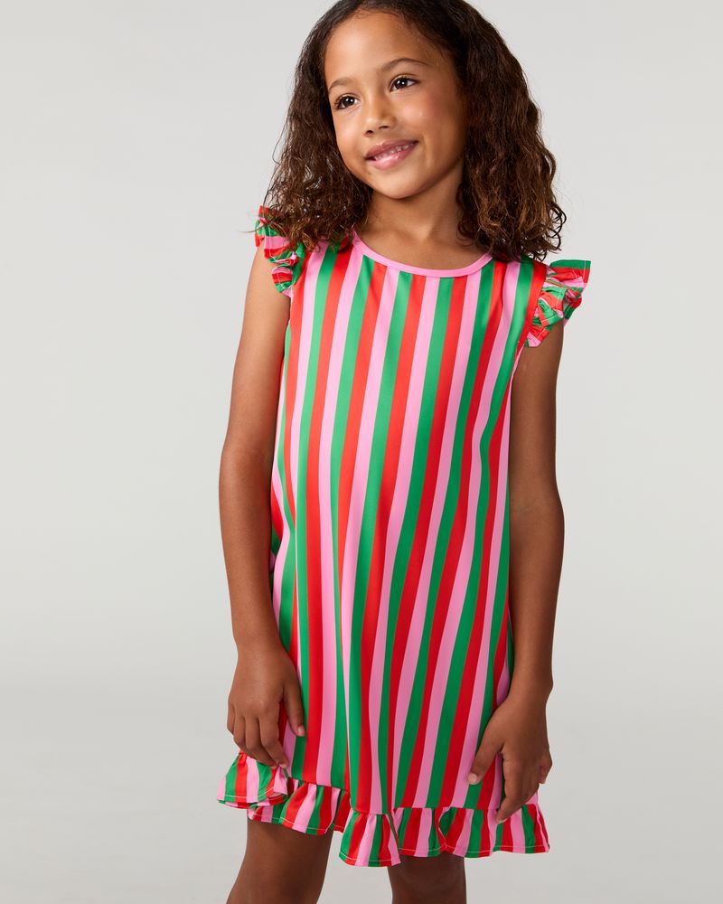 Kid Christmas Candy Silky Dress