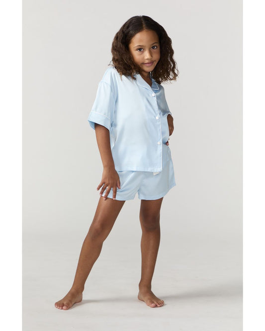 Kids Blue Silky Short Set