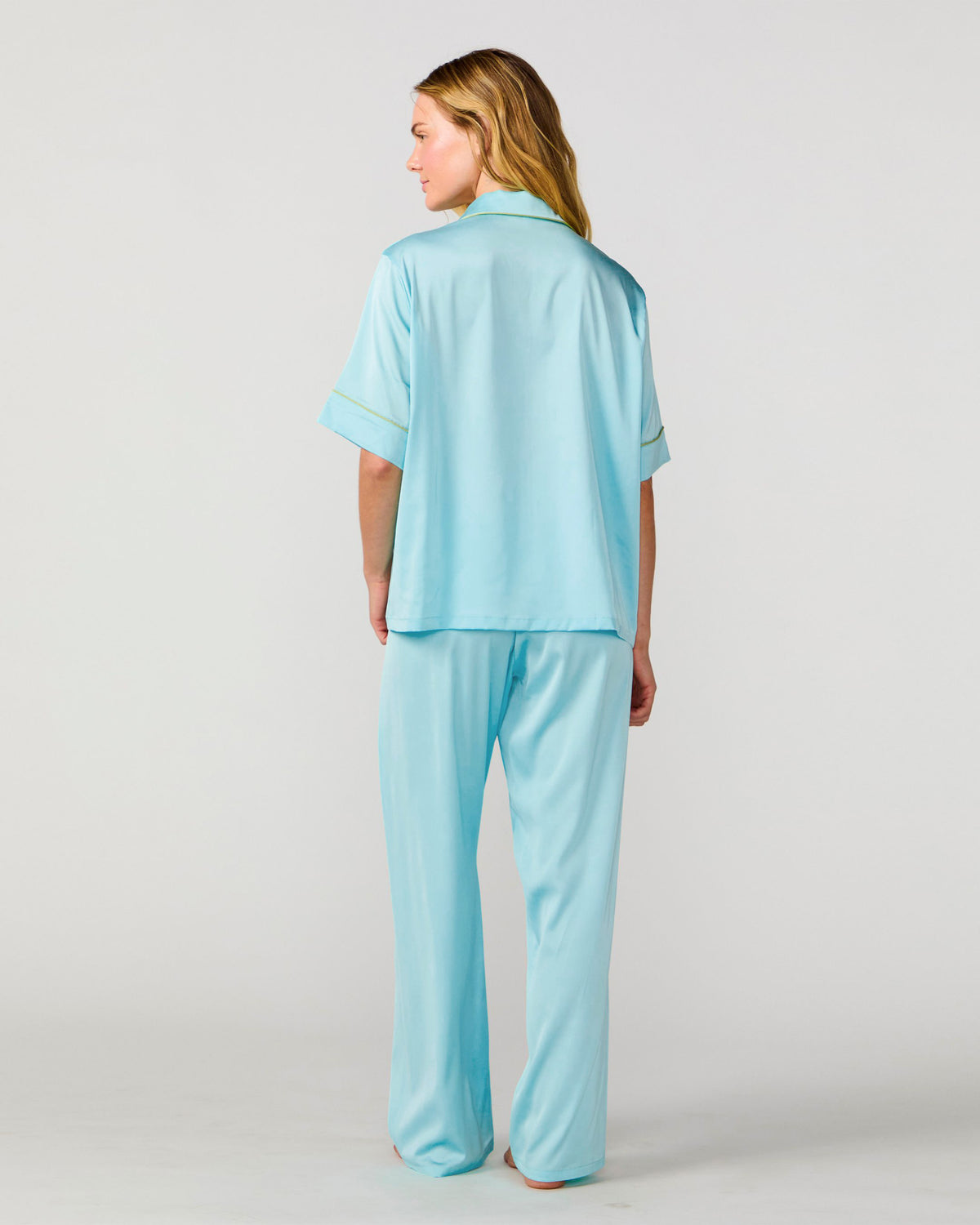 Turquoise Silky Pant Set