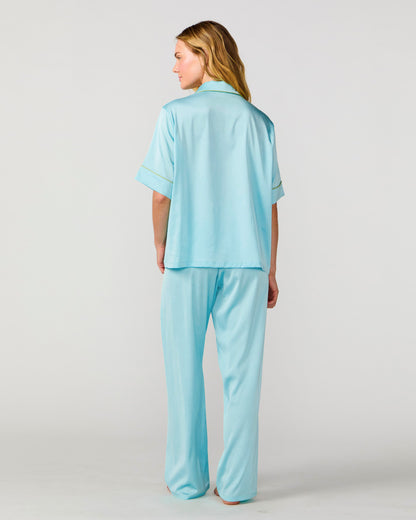 Turquoise Silky Pant Set