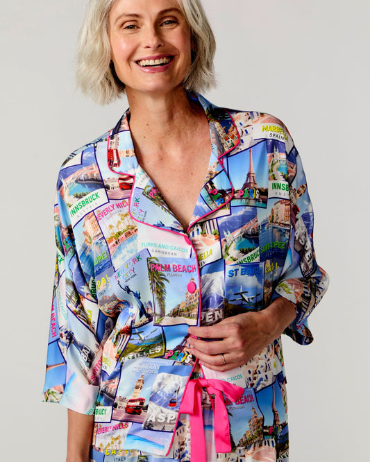 World Traveler Silky 3/4 Sleeve Pant Set