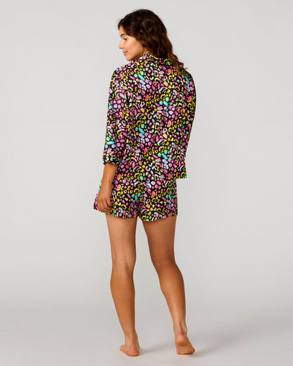 Bright Animal Silky 3/4 Shirt Set