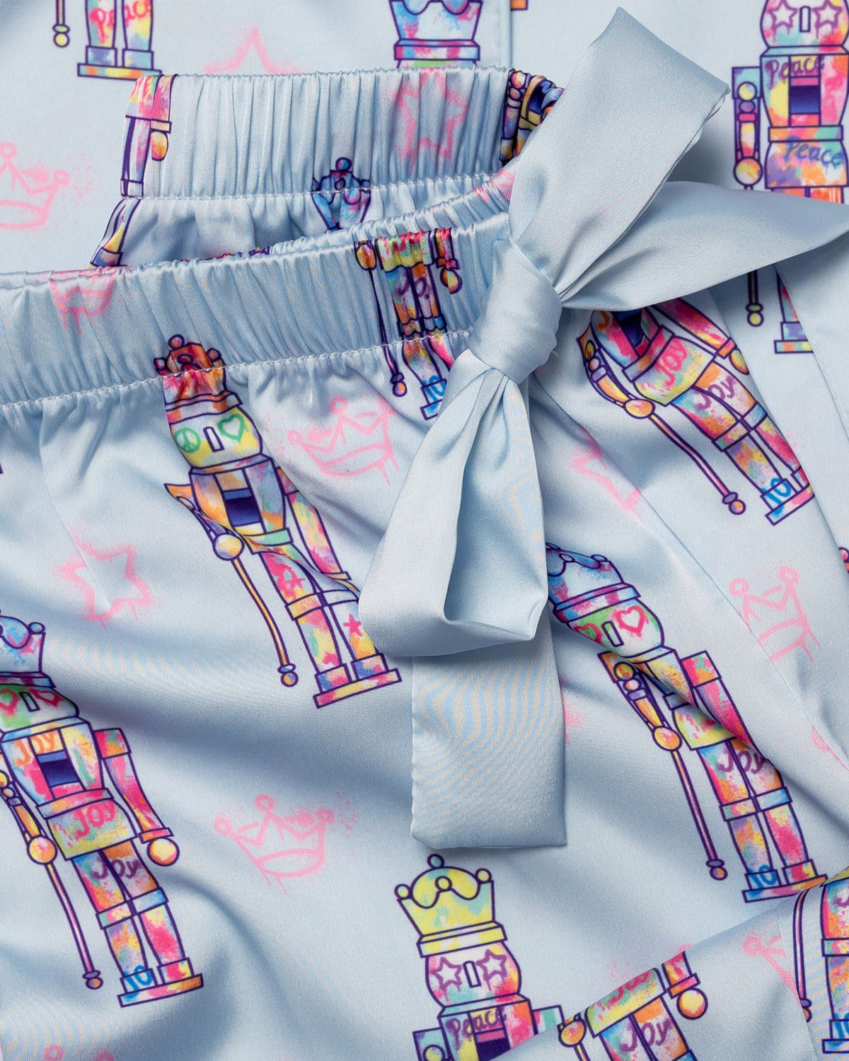 Graffiti Nutcracker Silky Pant Set, Blue