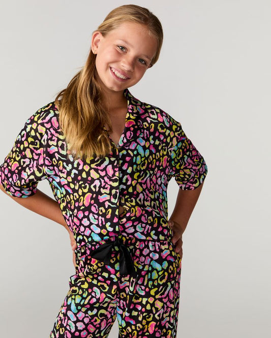 Kids Bright Animal Silky Pant Set