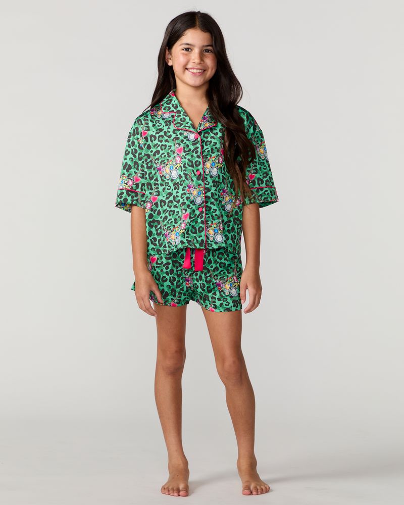 Kids Gilded Leopard Silky Set