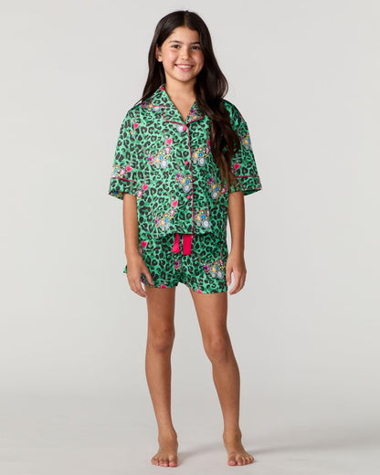 Kids Gilded Leopard Silky Set