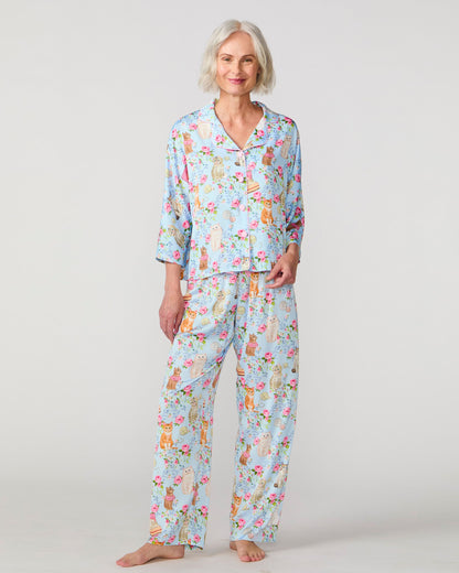 Silky House Cats 3/4 Sleeve Pant Set