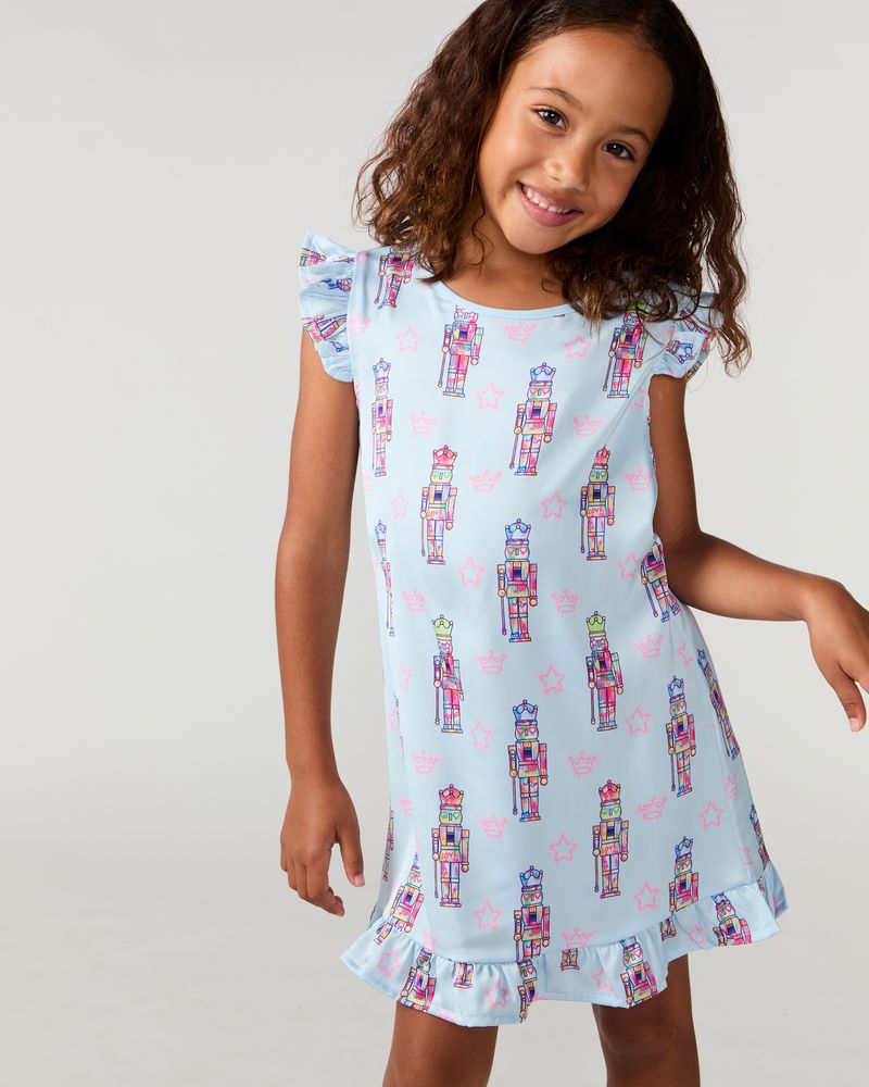 Kids Graffiti Nutcracker Silky Dress, Blue