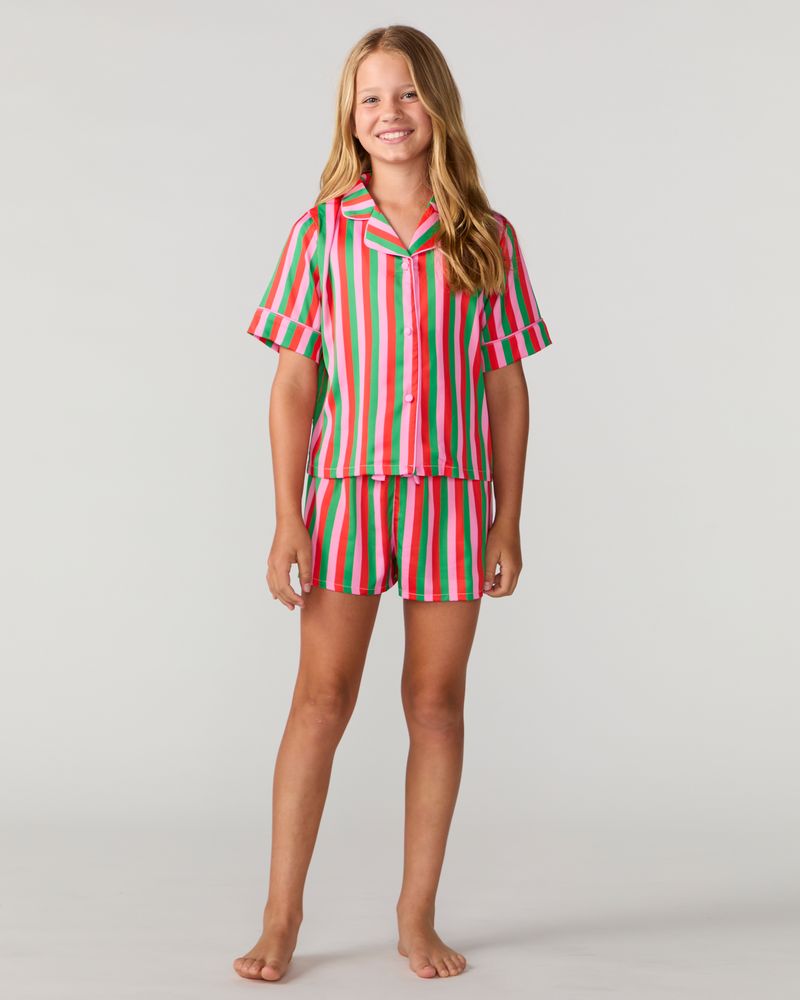 Kids Candy Christmas Stripe Silky Short Set