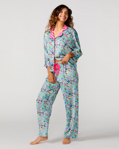 90's Girl Silky 3/4 Sleeve Pant Set