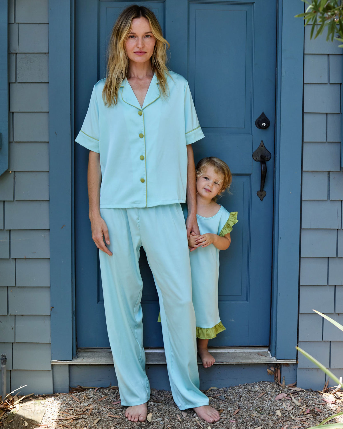 Turquoise Silky Pant Set