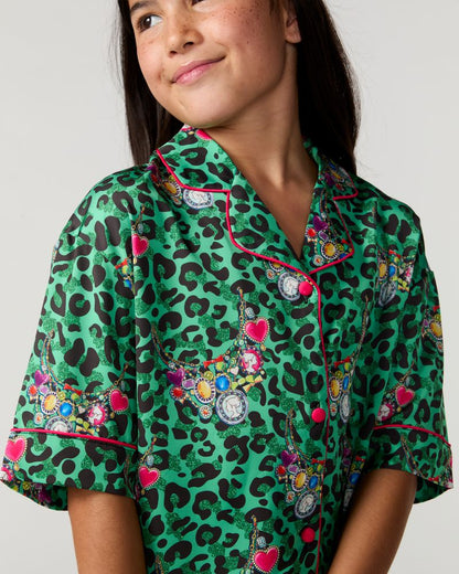 Kids Gilded Leopard Silky Set
