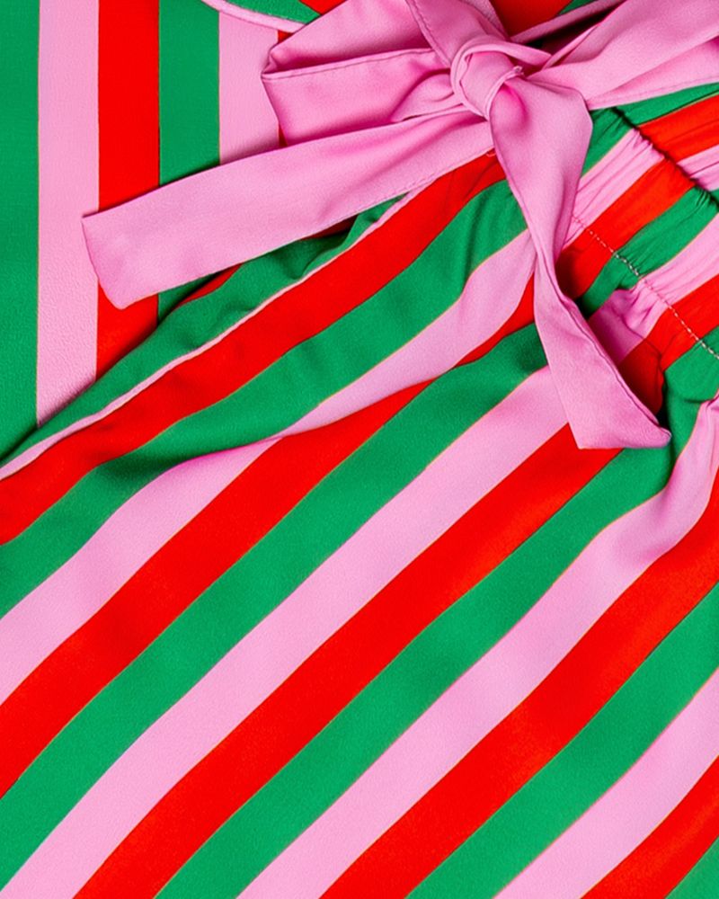 Kids Candy Christmas Stripe Silky Pant Set