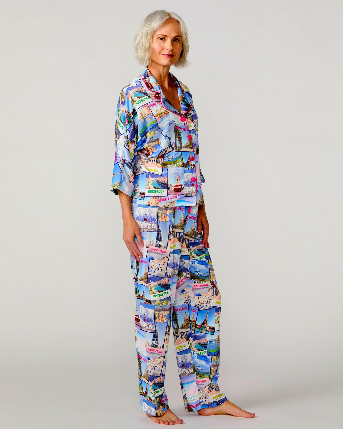 World Traveler Silky 3/4 Sleeve Pant Set