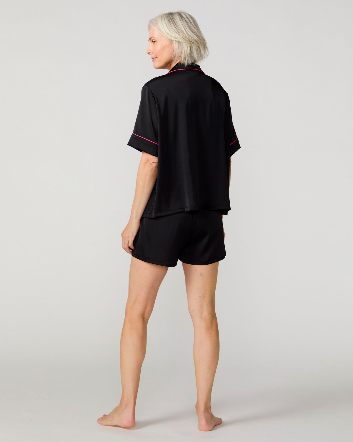 Black Silky Short Set
