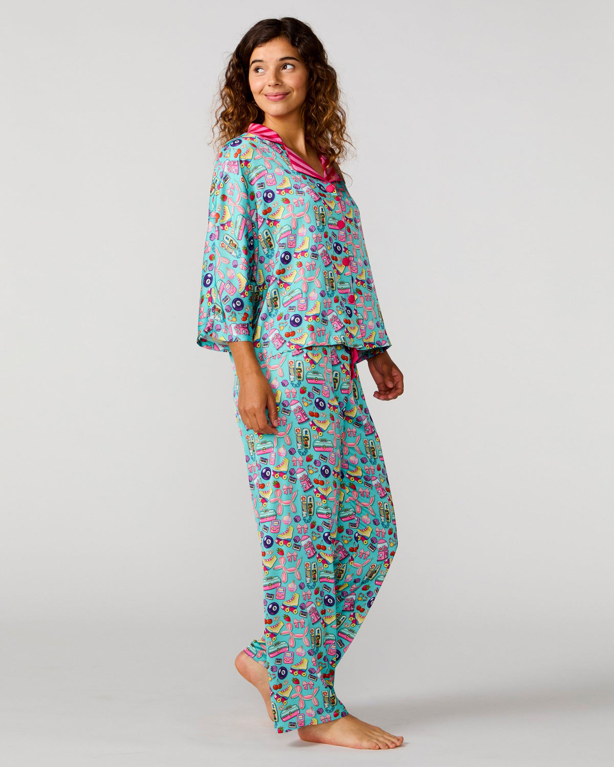 90's Girl Silky 3/4 Sleeve Pant Set