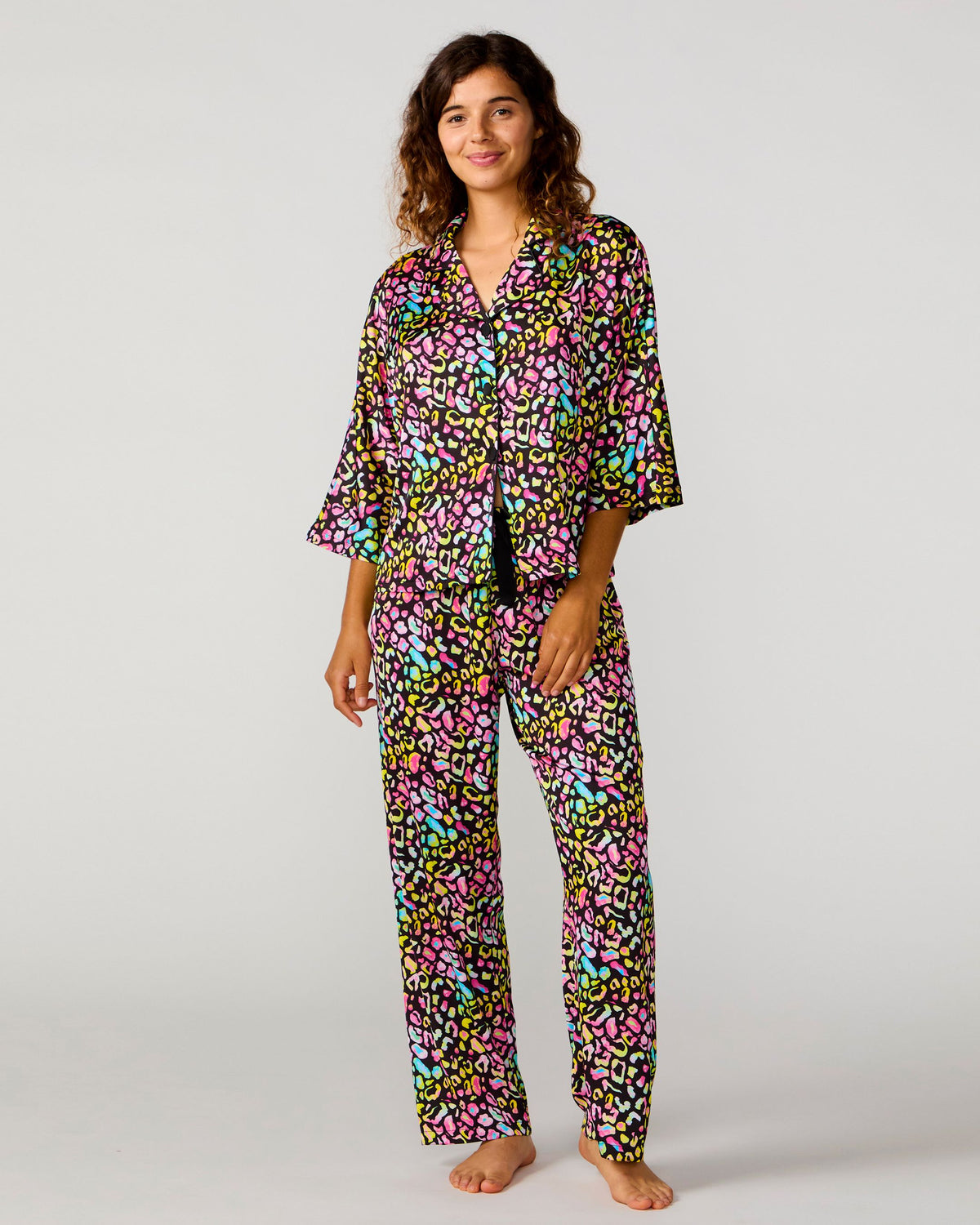 Bright Animal Silky 3/4 Shirt Pant Set