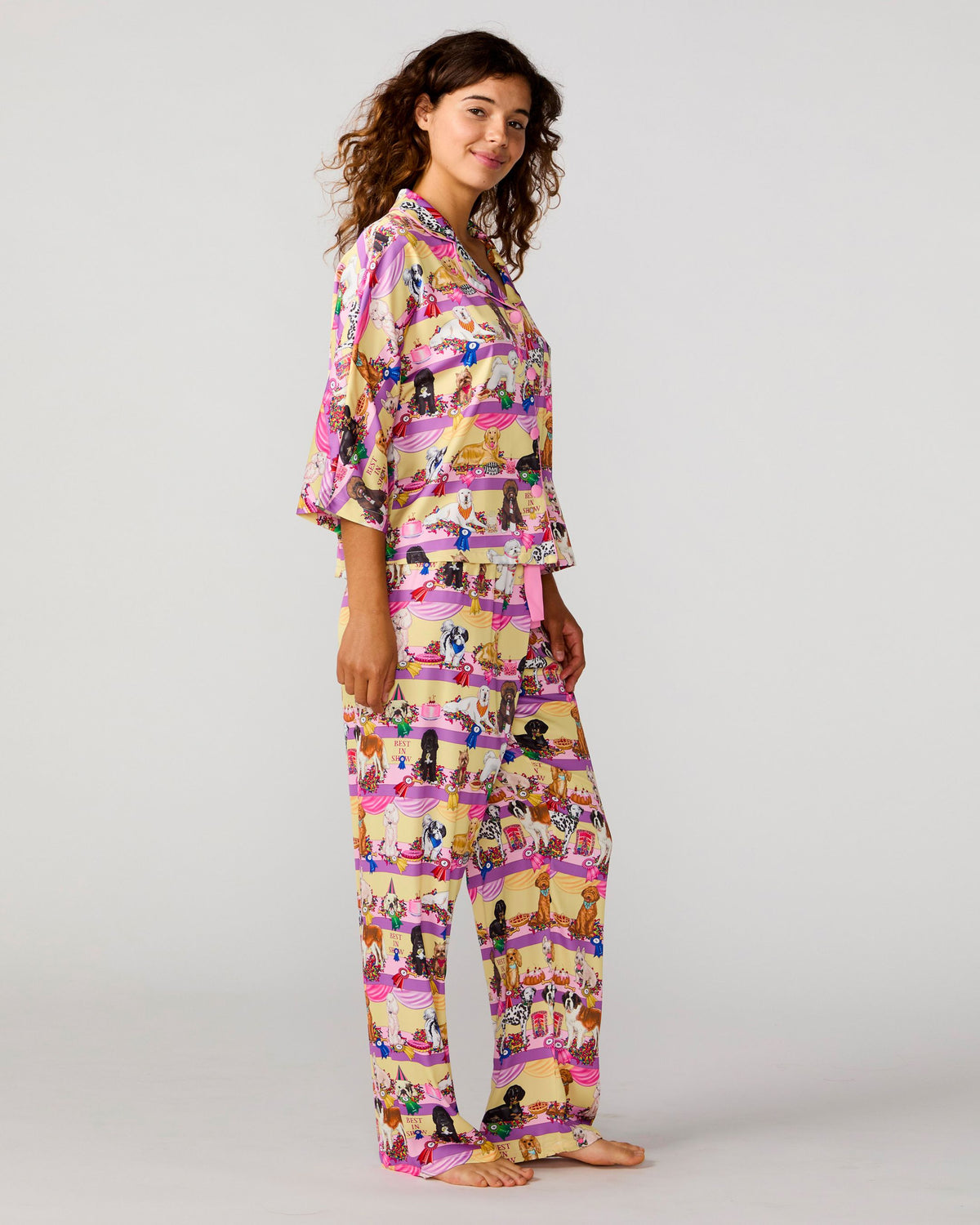 Best In Show 3/4 Sleeve Silky Pant Set