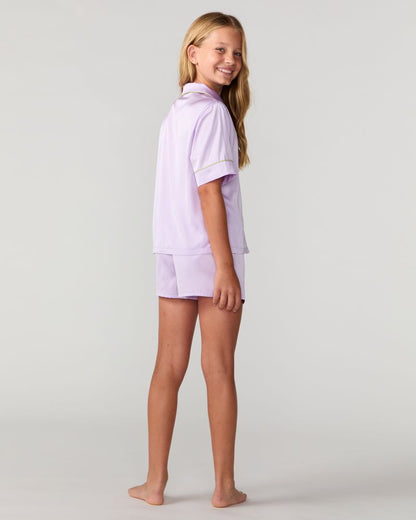 Kids Lavender Silky Short Set