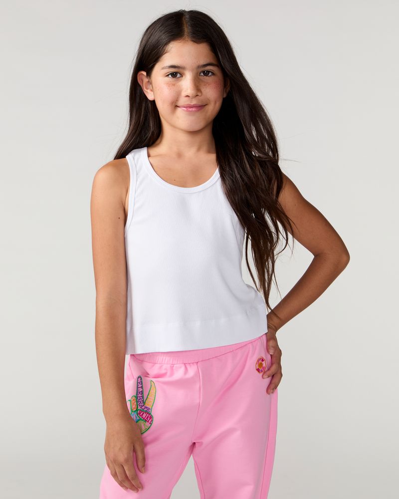 Kids Sunshine Classic Ribbed Tank, White