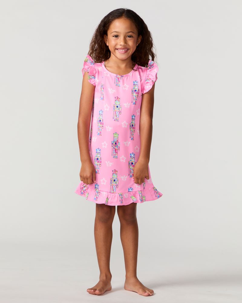 Kids Graffiti Nutcracker Silky Dress, Pink