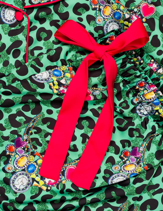 Kids Gilded Leopard Silky Set