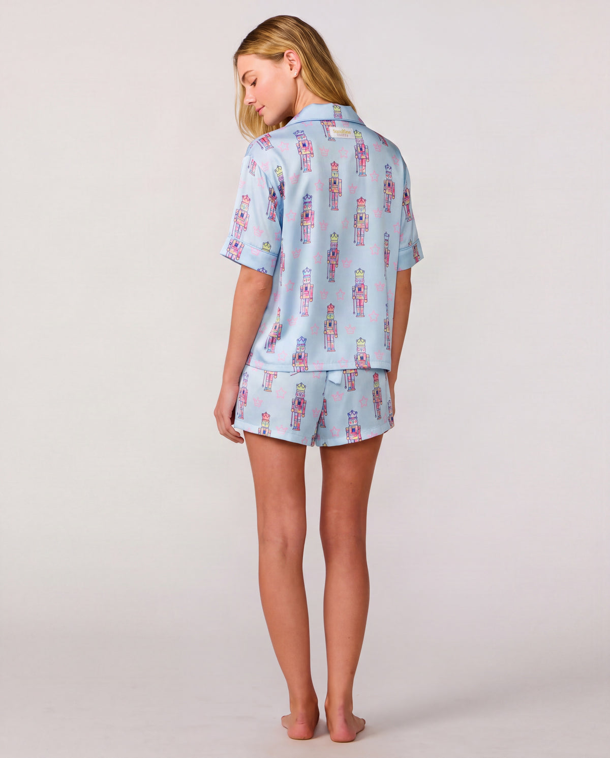 Graffiti Nutcracker Silky Short Set, Blue