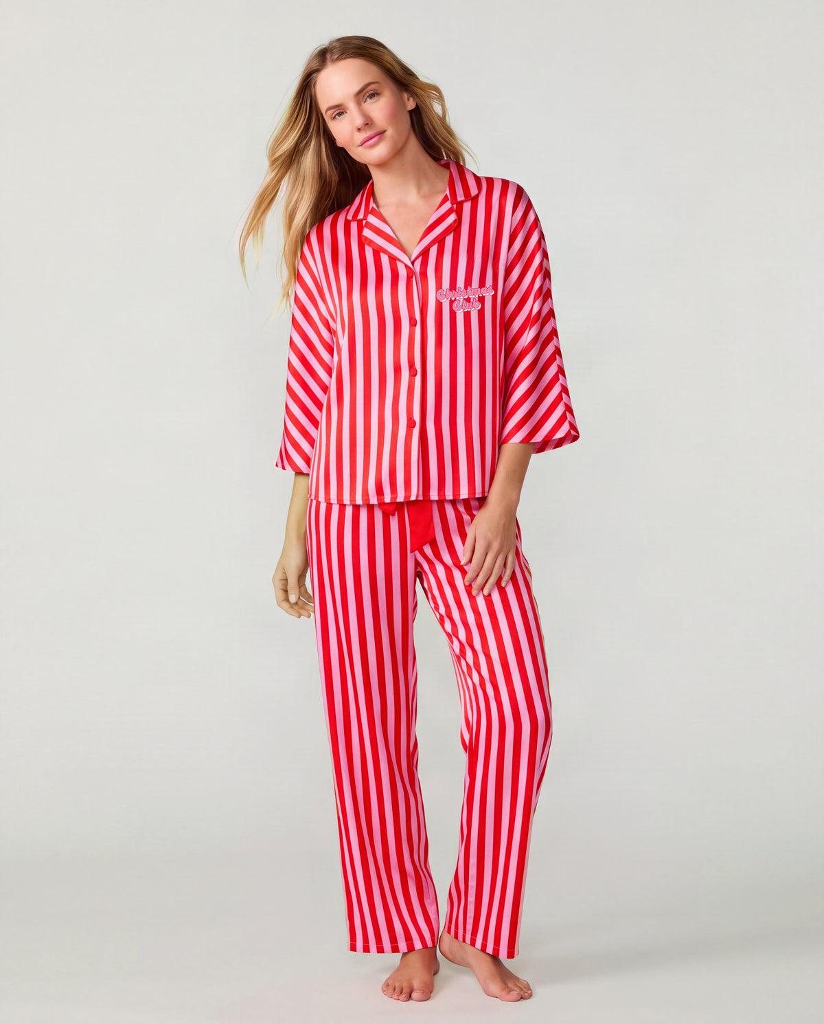 Christmas Club Silky 3/4 Sleeve PJ Pant Set