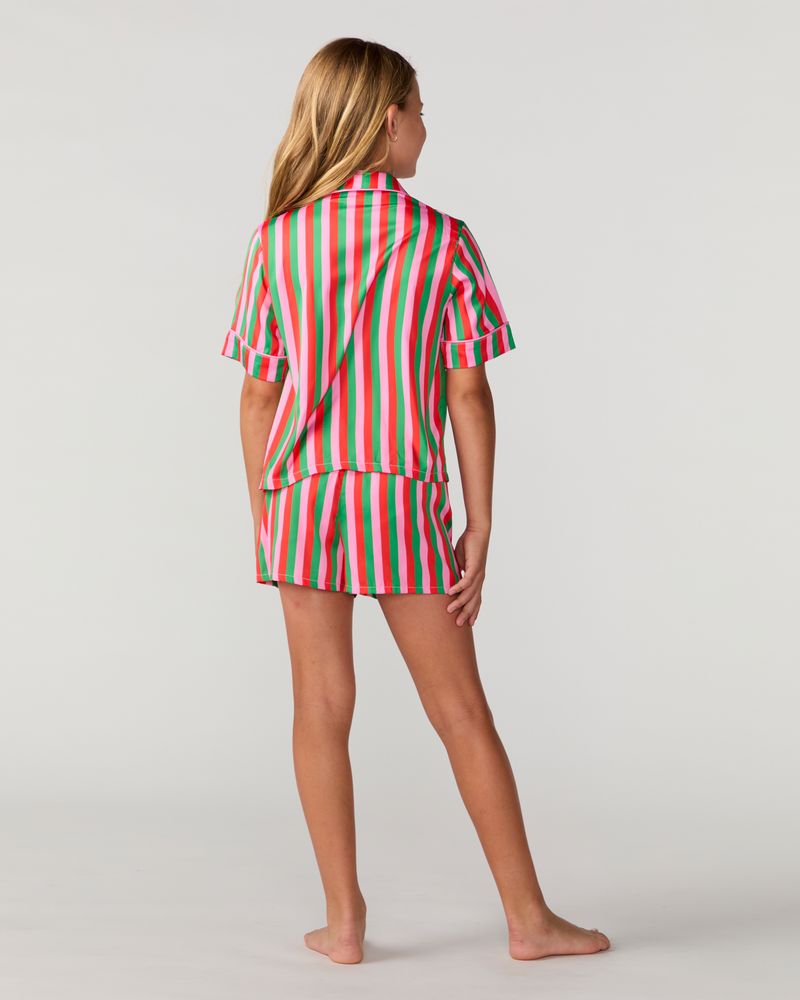 Kids Candy Christmas Stripe Silky Short Set