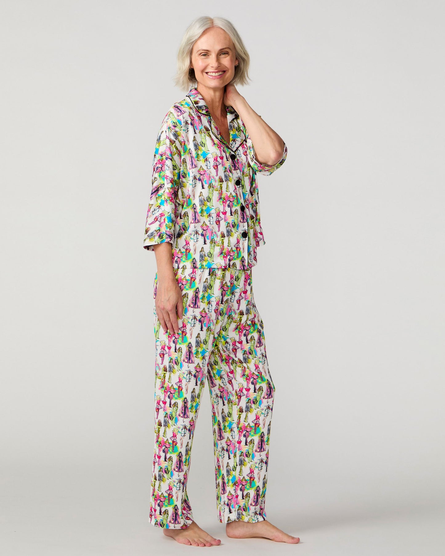 Fashionista Silky 3/4 Shirt Pant Set