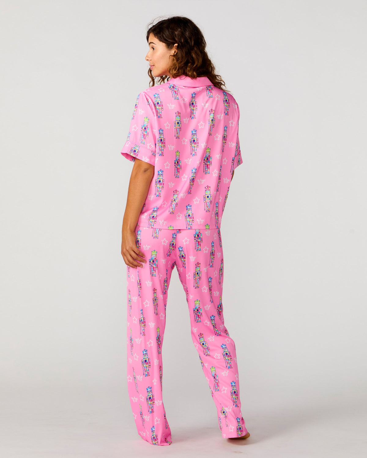 Graffiti Nutcracker Silky Pant Set, Pink