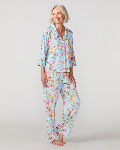 Silky House Cats 3/4 Sleeve Pant Set