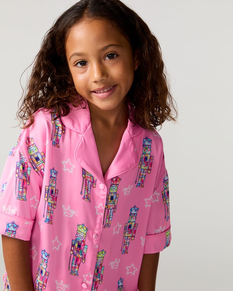 Kids Nutcracker Silky Short Set, Pink