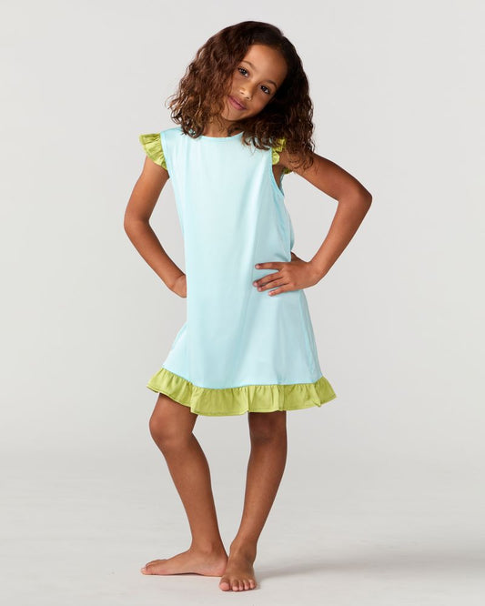 Kids Turquoise Silky Dress