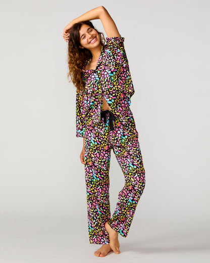 Bright Animal Silky 3/4 Shirt Pant Set
