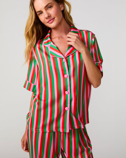 Candy Stripe Silky Pant Set