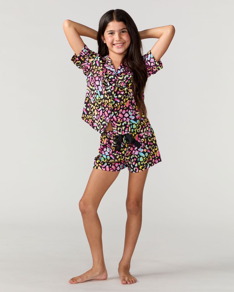 Kids Bright Animal Silky Short Set