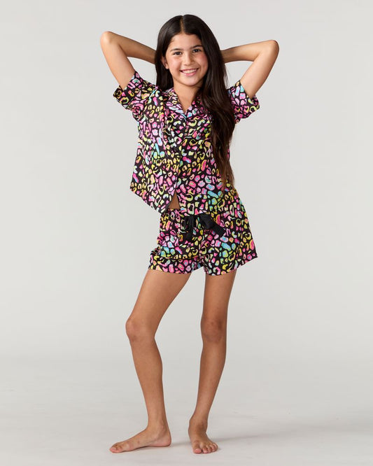 Kids Bright Animal Silky Short Set