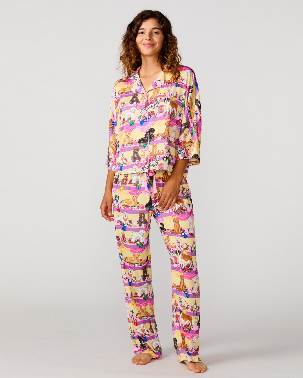 Best In Show 3/4 Sleeve Silky Pant Set