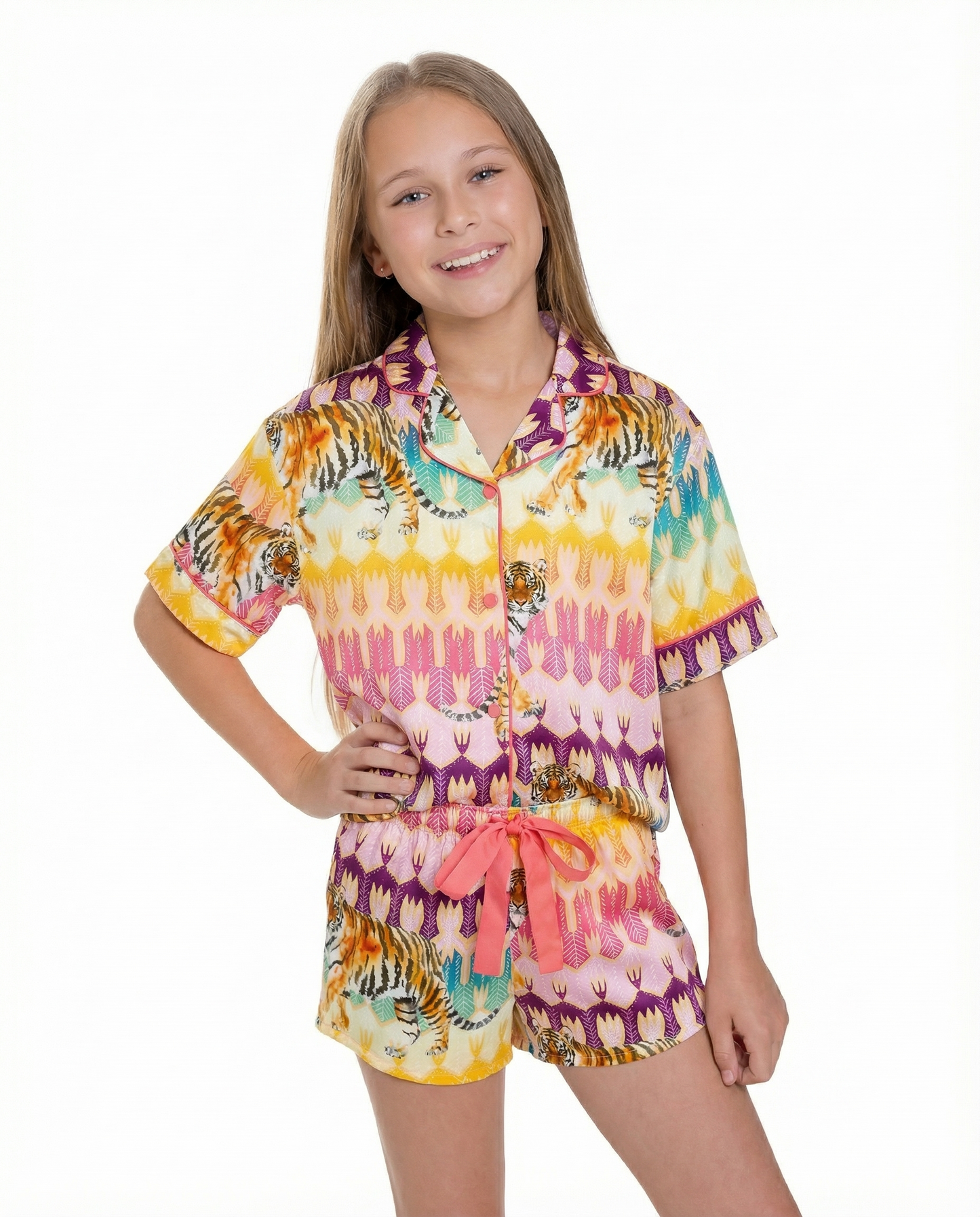 Kids Tiger Royale Silky Short Set