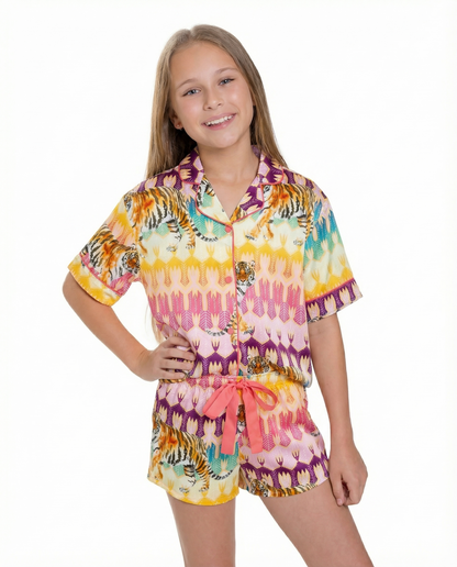 Kids Tiger Royale Silky Short Set