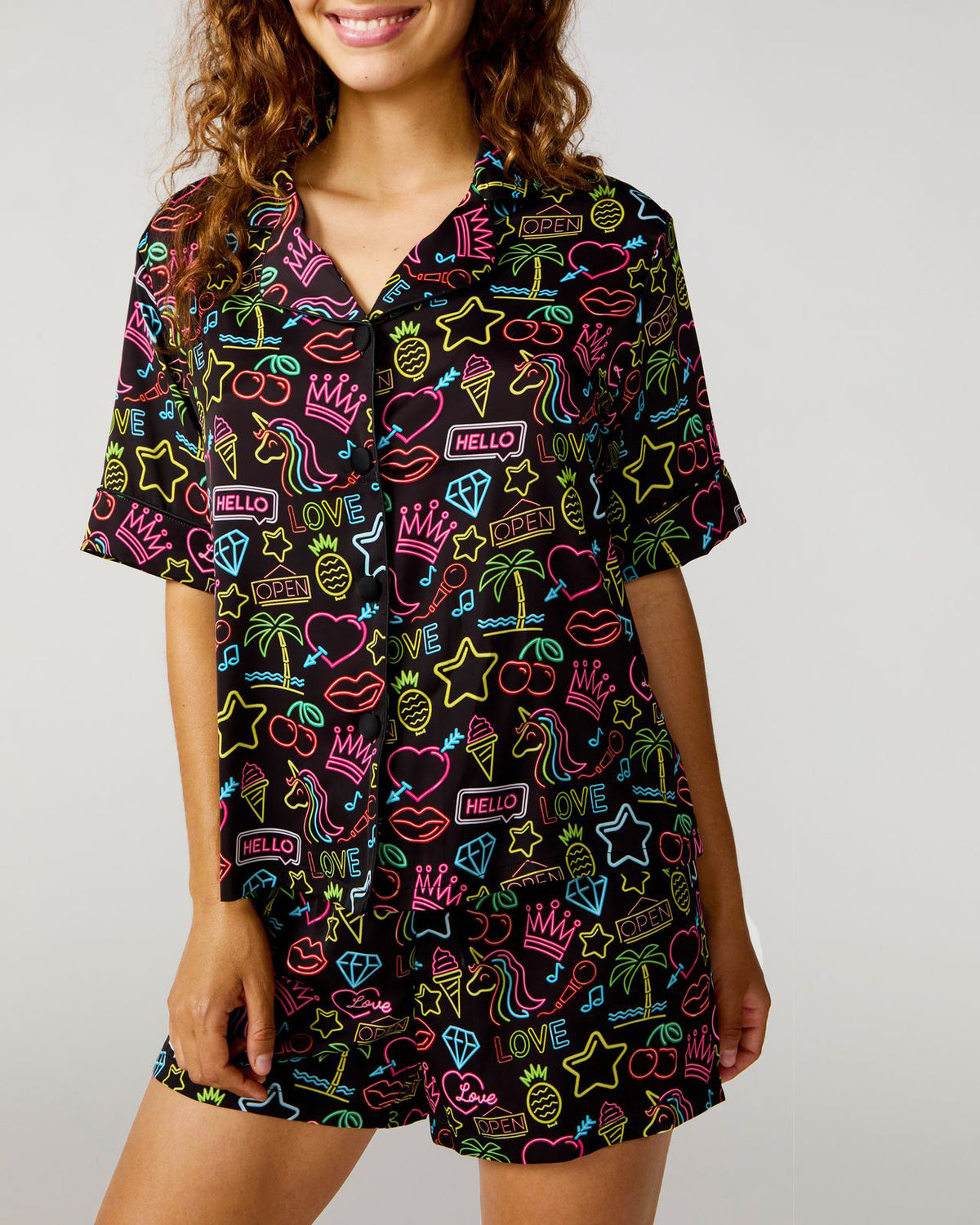 Neon Lights Silky Short Set