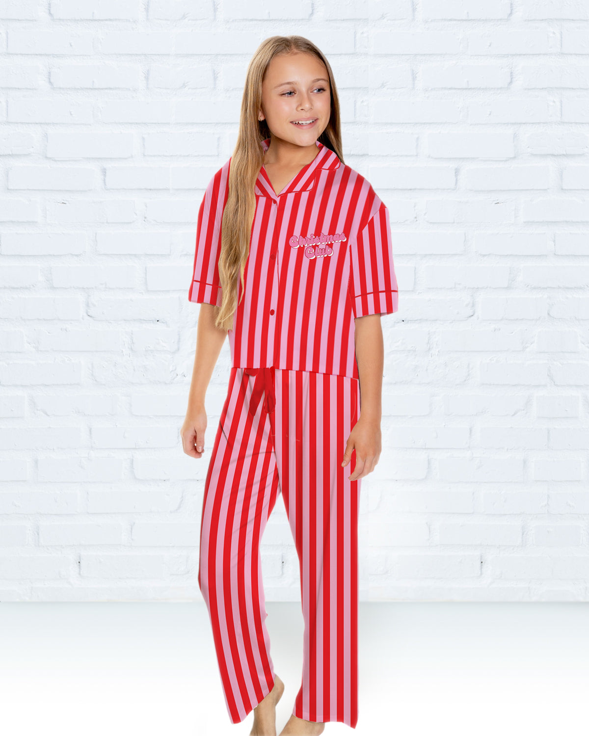 Kids Silky Christmas Club Short Sleeve Pant Set